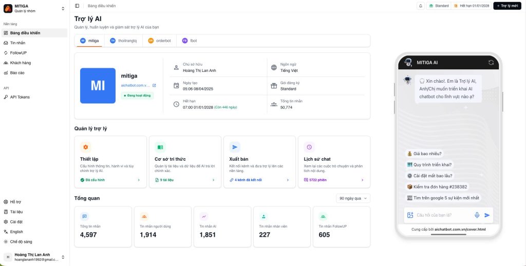 Giao diện aichatbot.com.vn